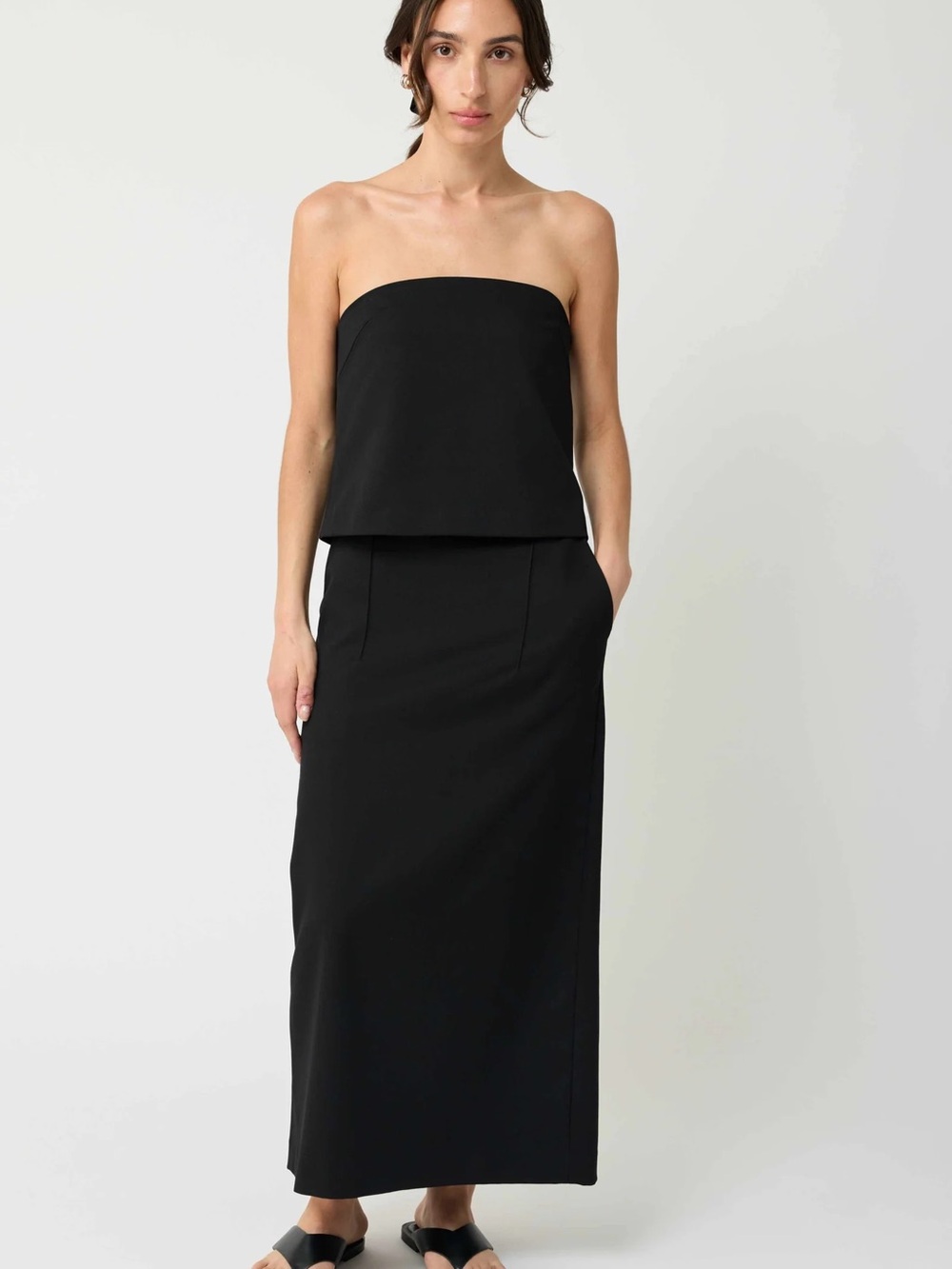 Almina Concept Back Slit Midi Skirt